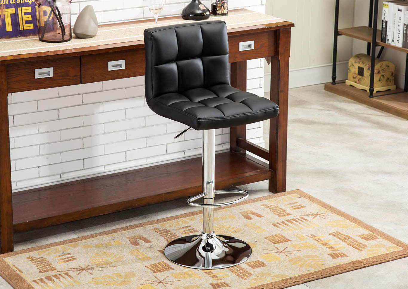 3409S Black Bar Stool 2 In 1 Box,Global Trading