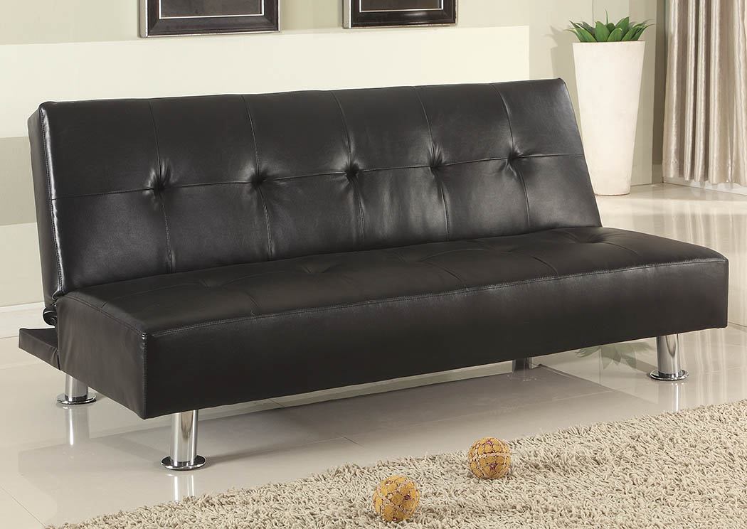 4415K Black Faux Leather Click - Clack Futon Sofa,Global Trading