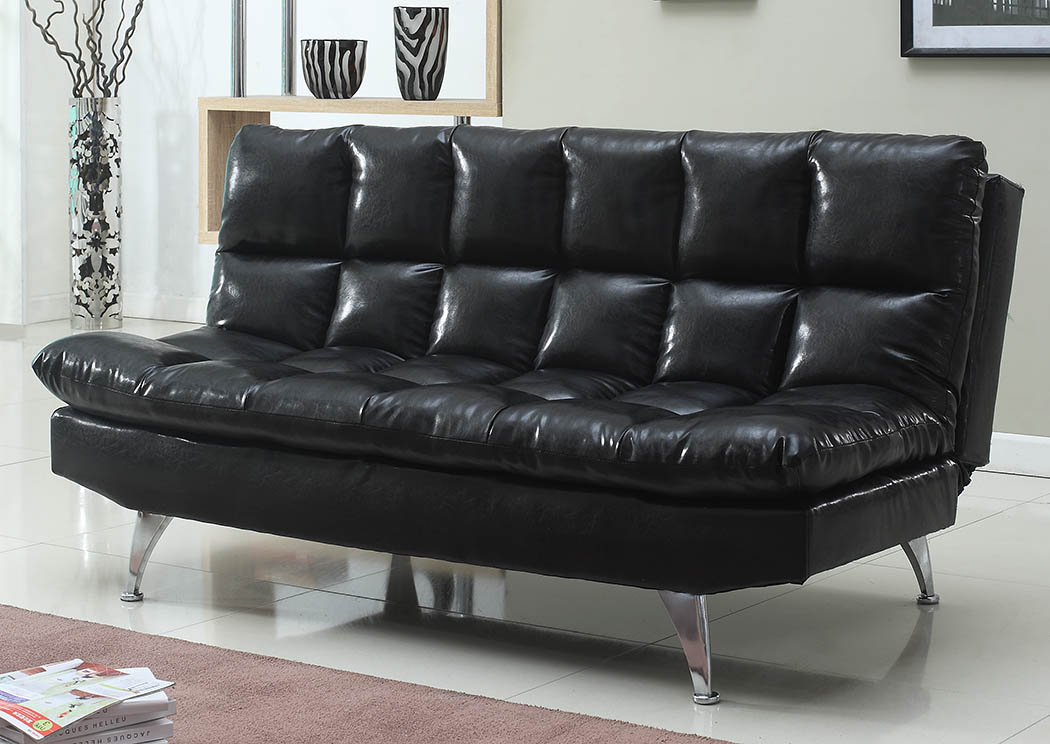 4419K Black Faux Leather Adjustable Sofa Bed,Global Trading