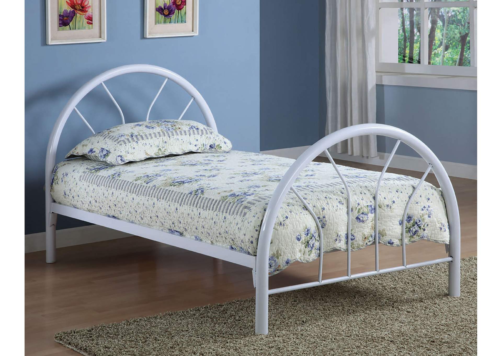 4461 White Twin Size Bed,Global Trading