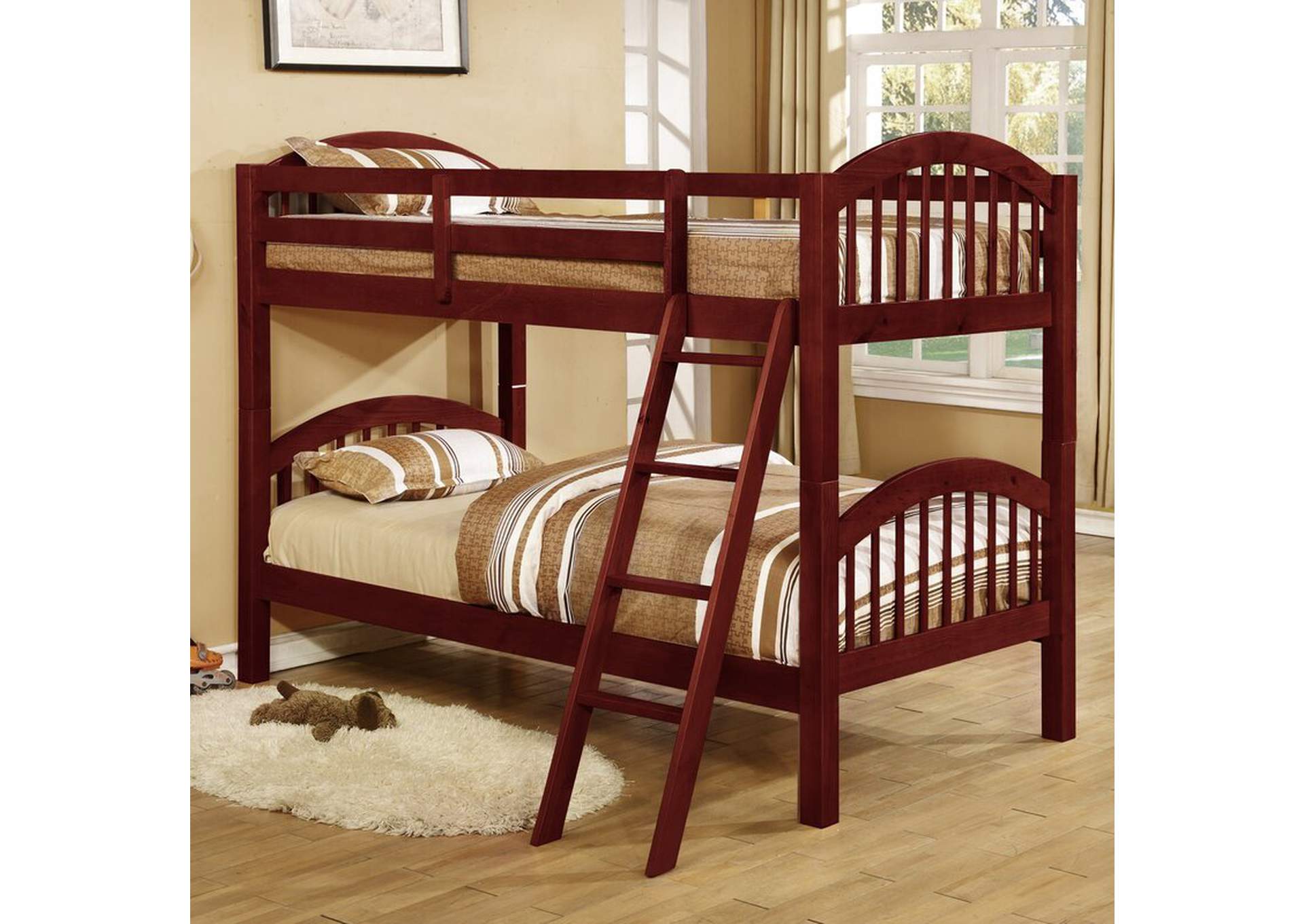 4472C Cherry Twin - Twin Bunk Bed Box A,Global Trading