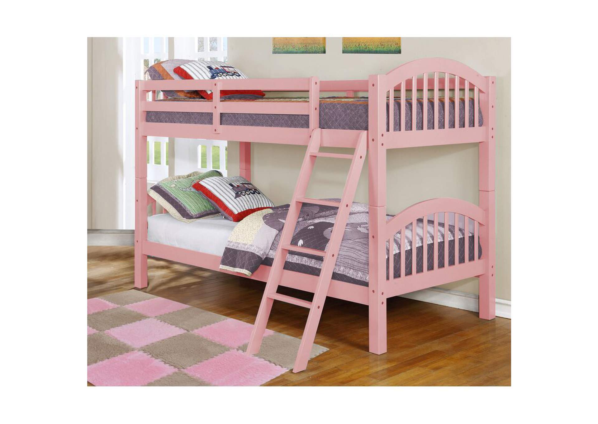 4472P Pink Twin - Twin Bunk Bed Box A,Global Trading