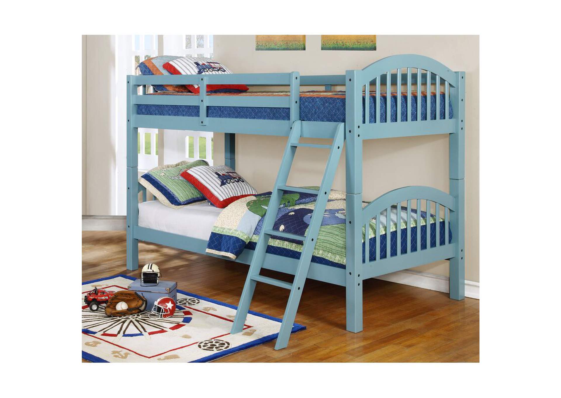 4472U Blue Twin - Twin Bunk Bed Box A,Global Trading