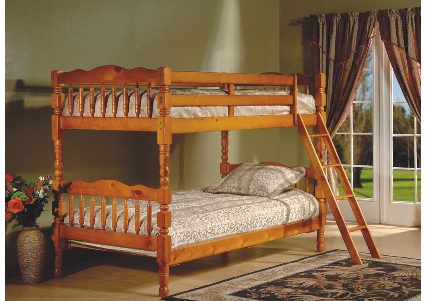Honey Pine Twin/Twin Bunk Bed,Global Trading