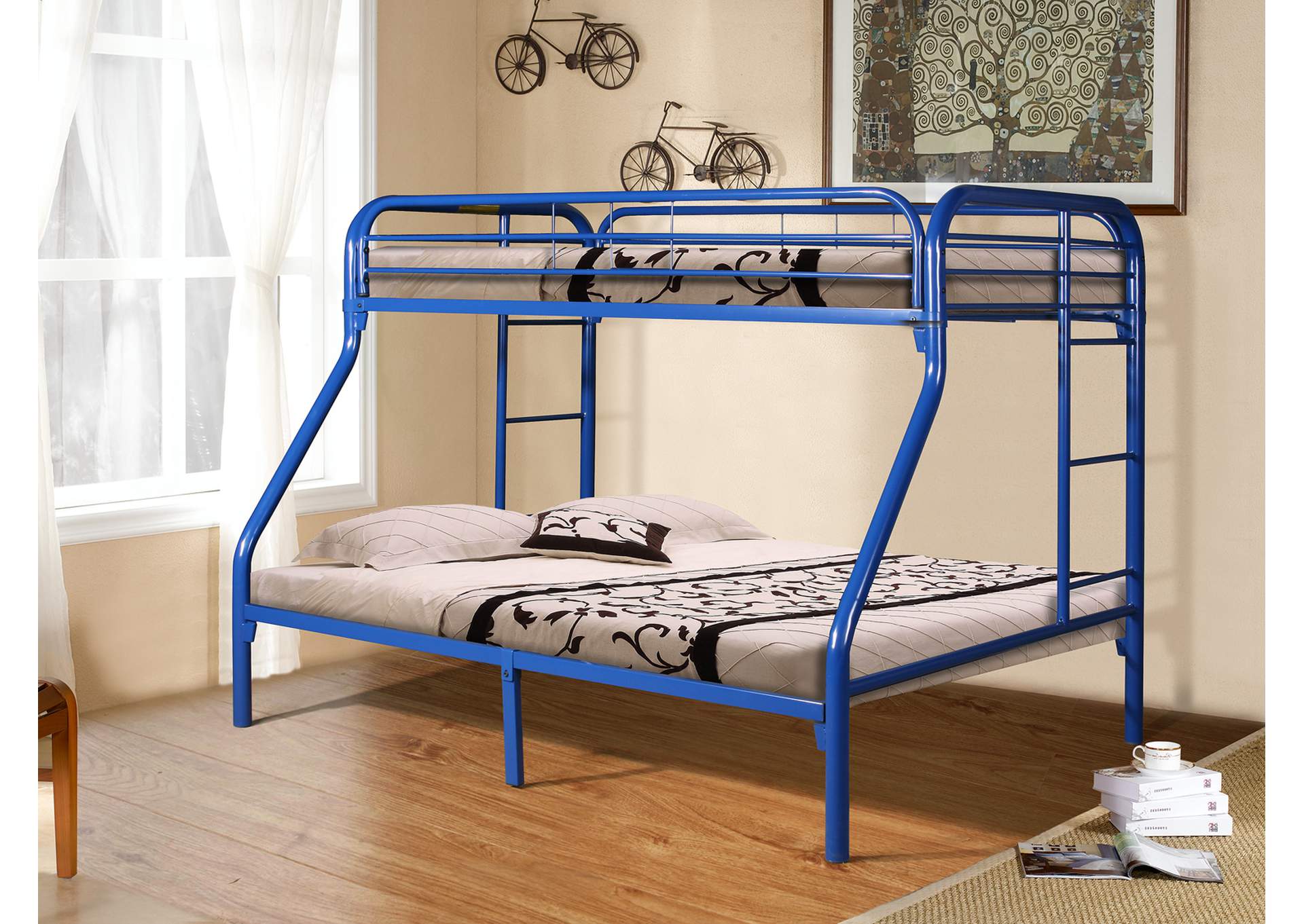 4482U 2" Twin - Full Bunk Bed Blue,Global Trading