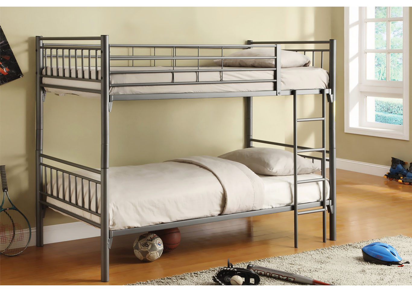 Grey Twin/Twin Bunk Bed,Global Trading