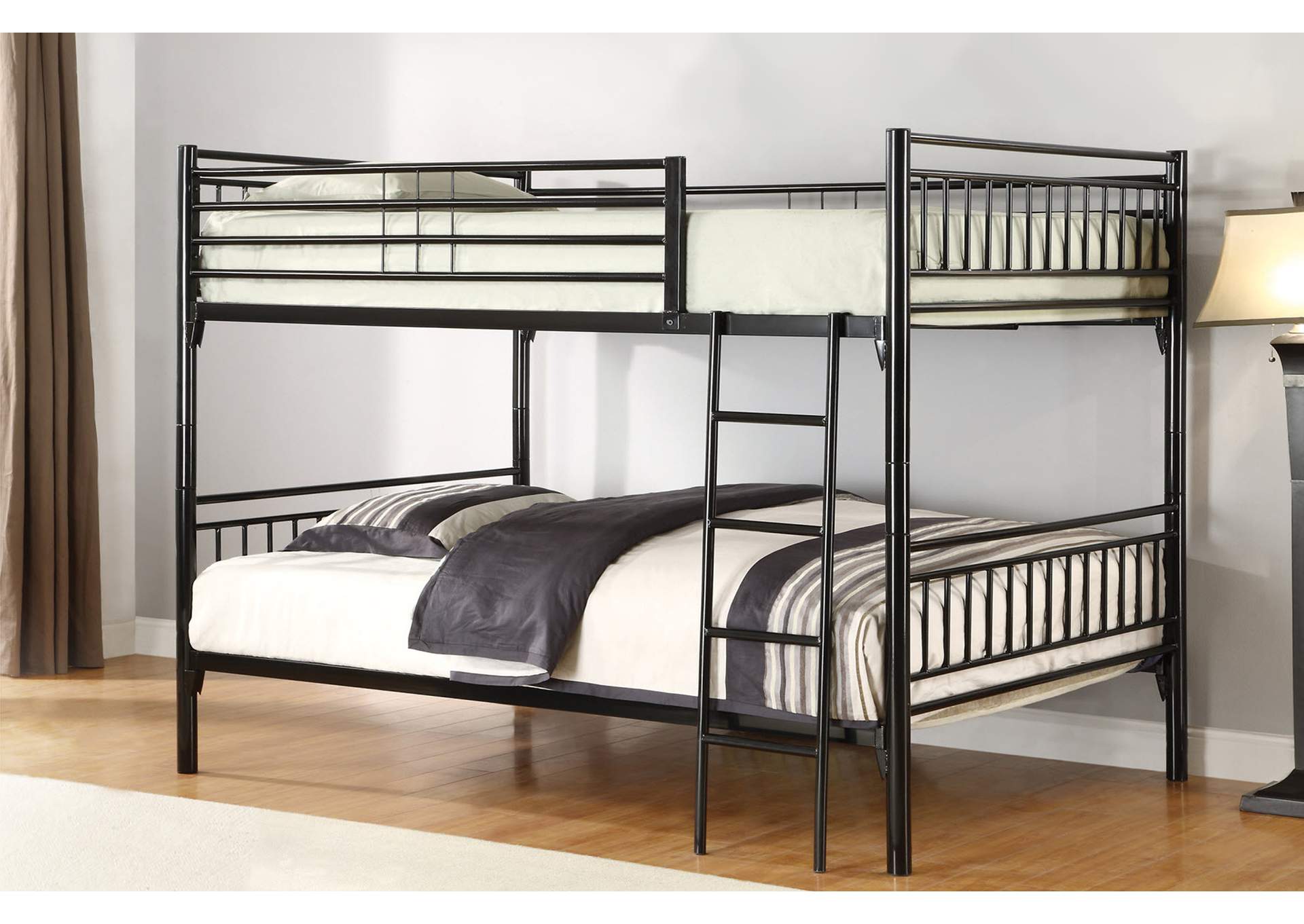 4496K Full - Full Bunk Bed Black,Global Trading