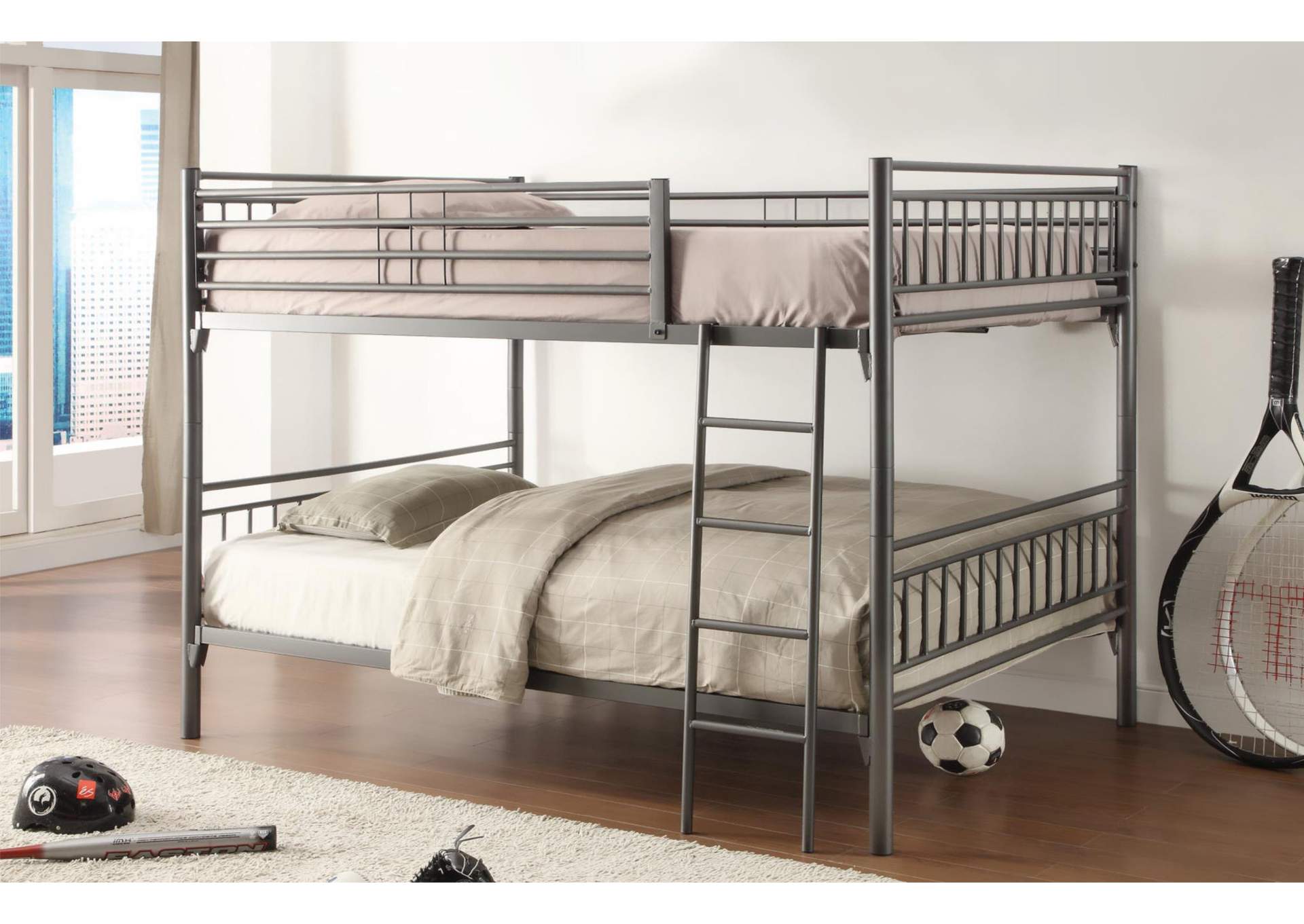 4496G Full - Full Bunk Bed Grey,Global Trading