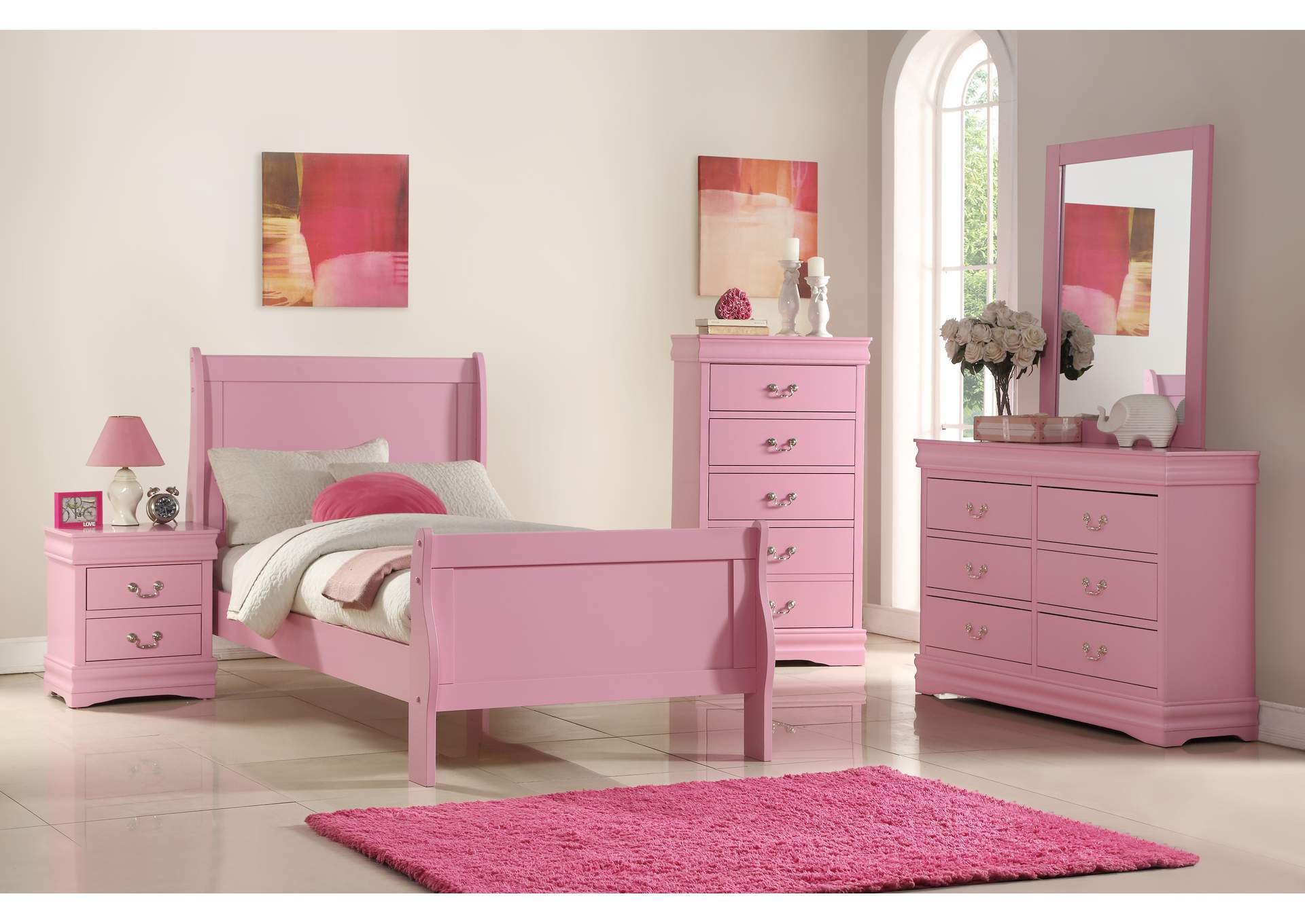 B291 Pink 5 Drawer Chest,Global Trading