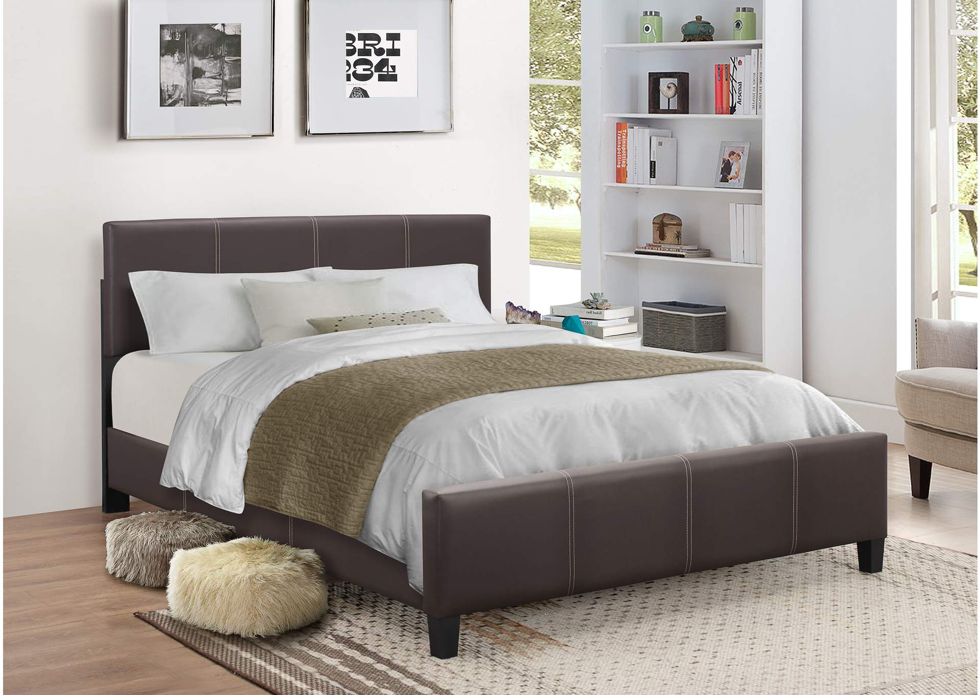 Brown Queen Bed,Global Trading