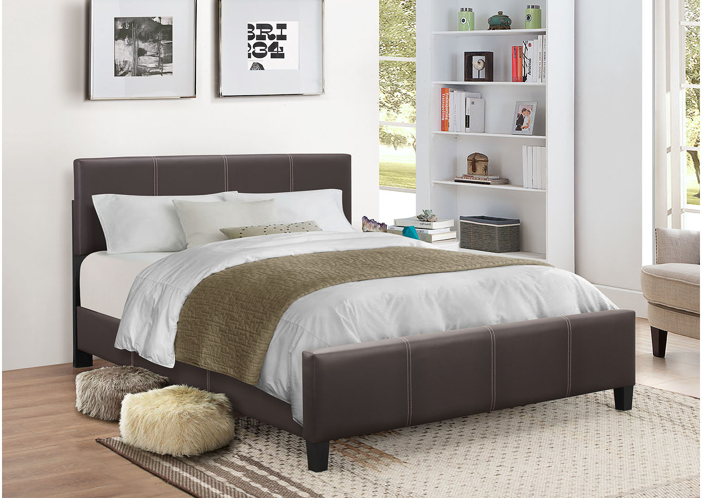 Brown Queen Bed,Global Trading