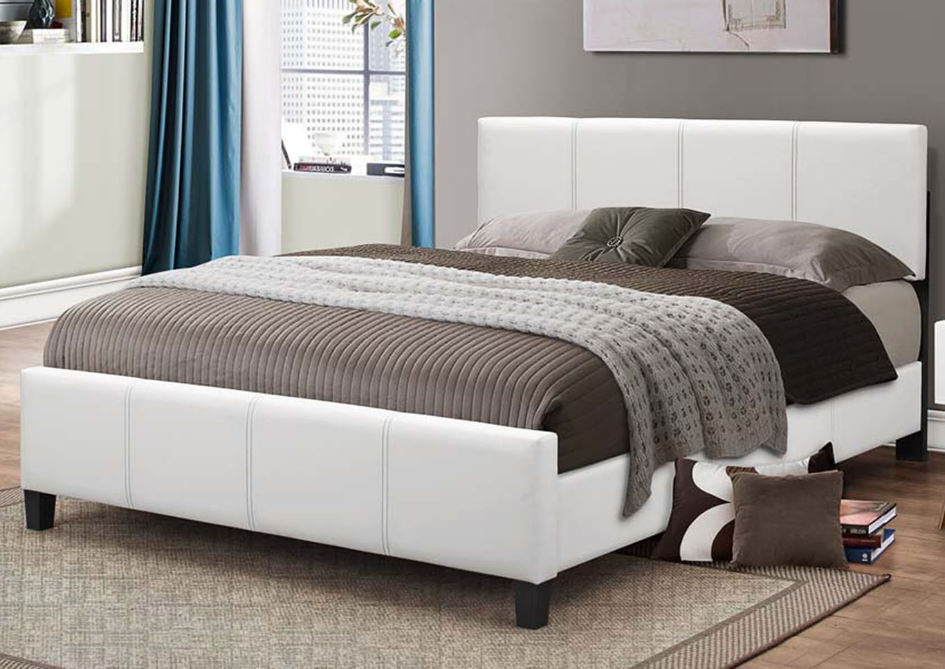 White PU Queen Bed,Global Trading