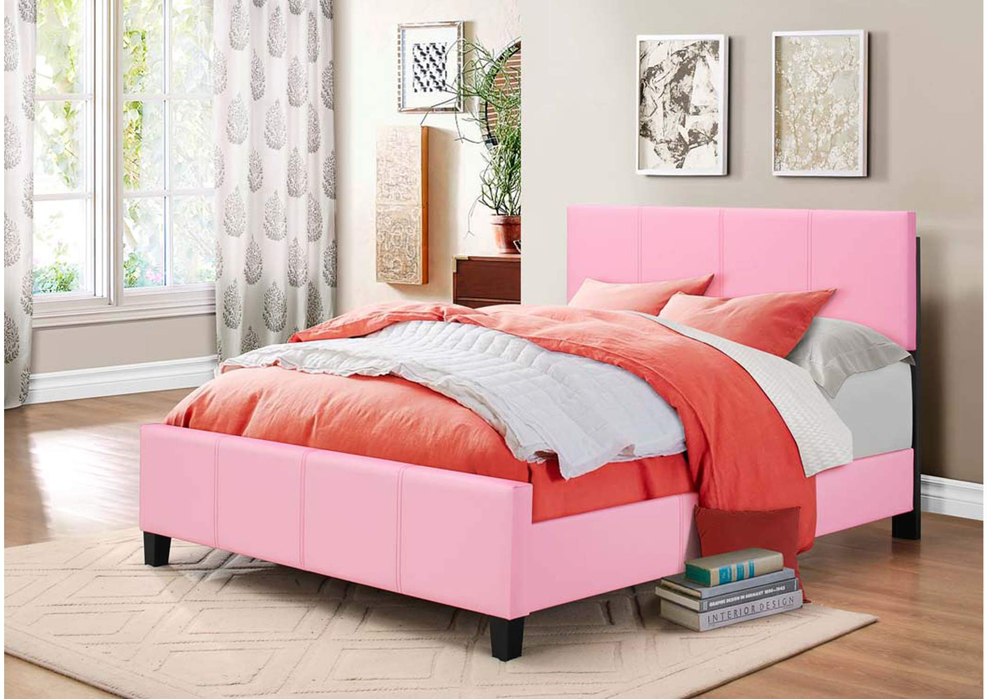 Coralayne Pink Panel King Bed,Global Trading
