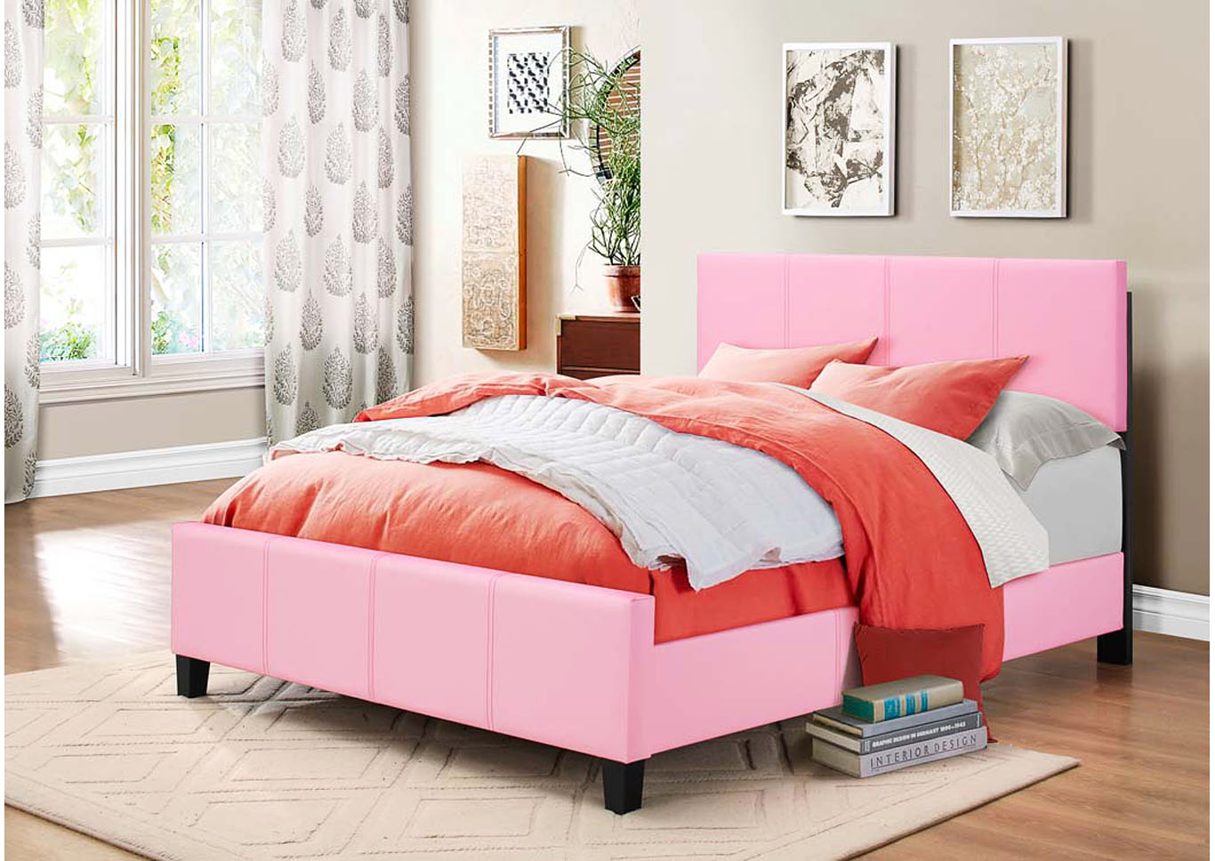 Coralayne Pink Panel Full Bed,Global Trading