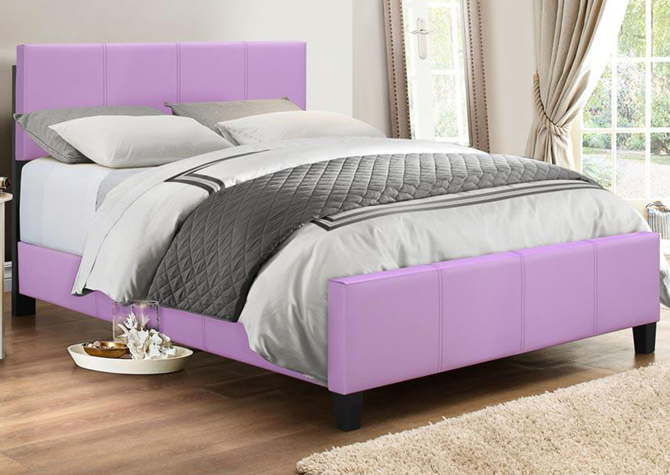 Zenfield Lilac Upholstered PU Twin Bed,Global Trading