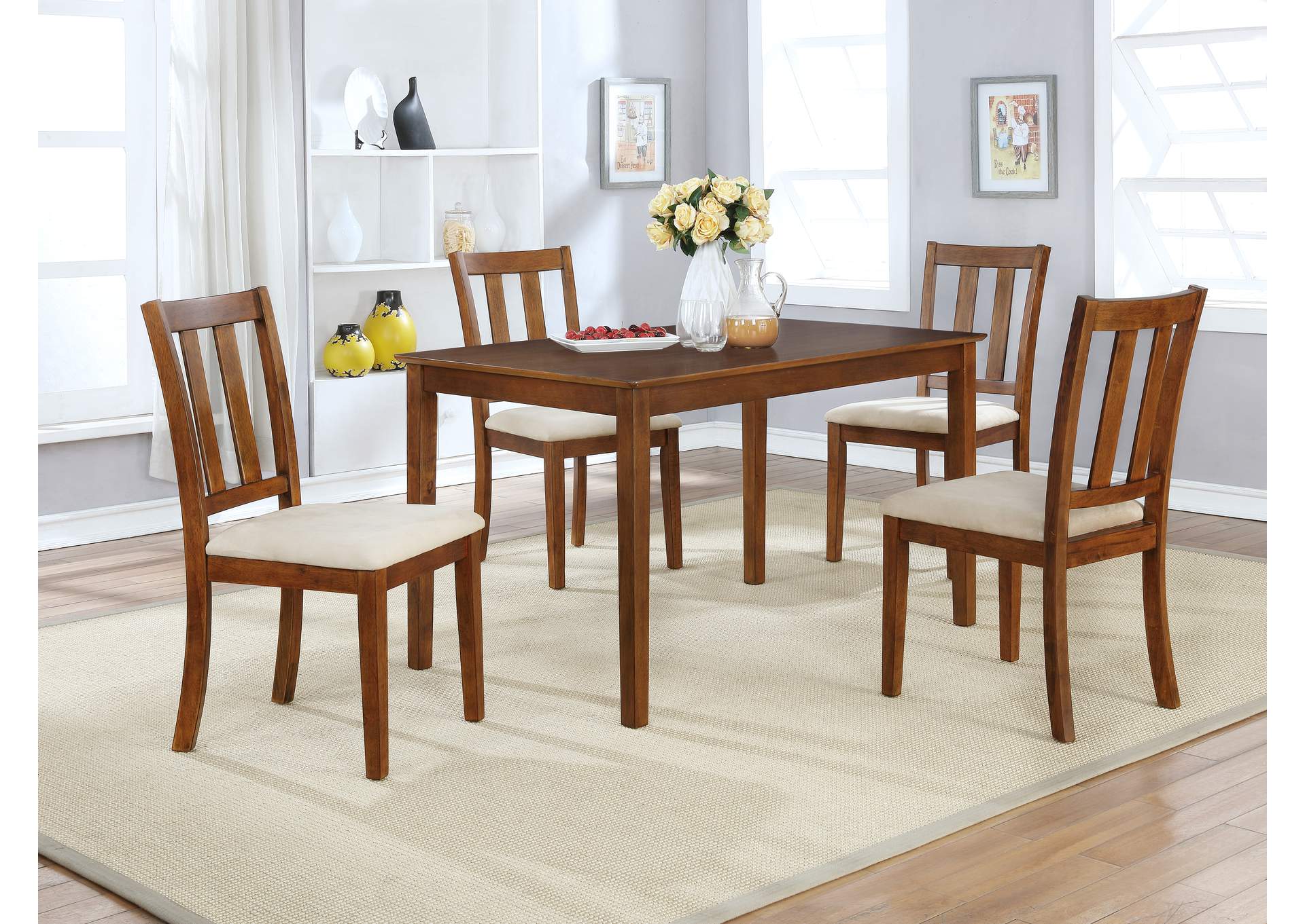 D3335 - 5 In 1 5 Piece Oak Dining Set 5 In 1,Global Trading