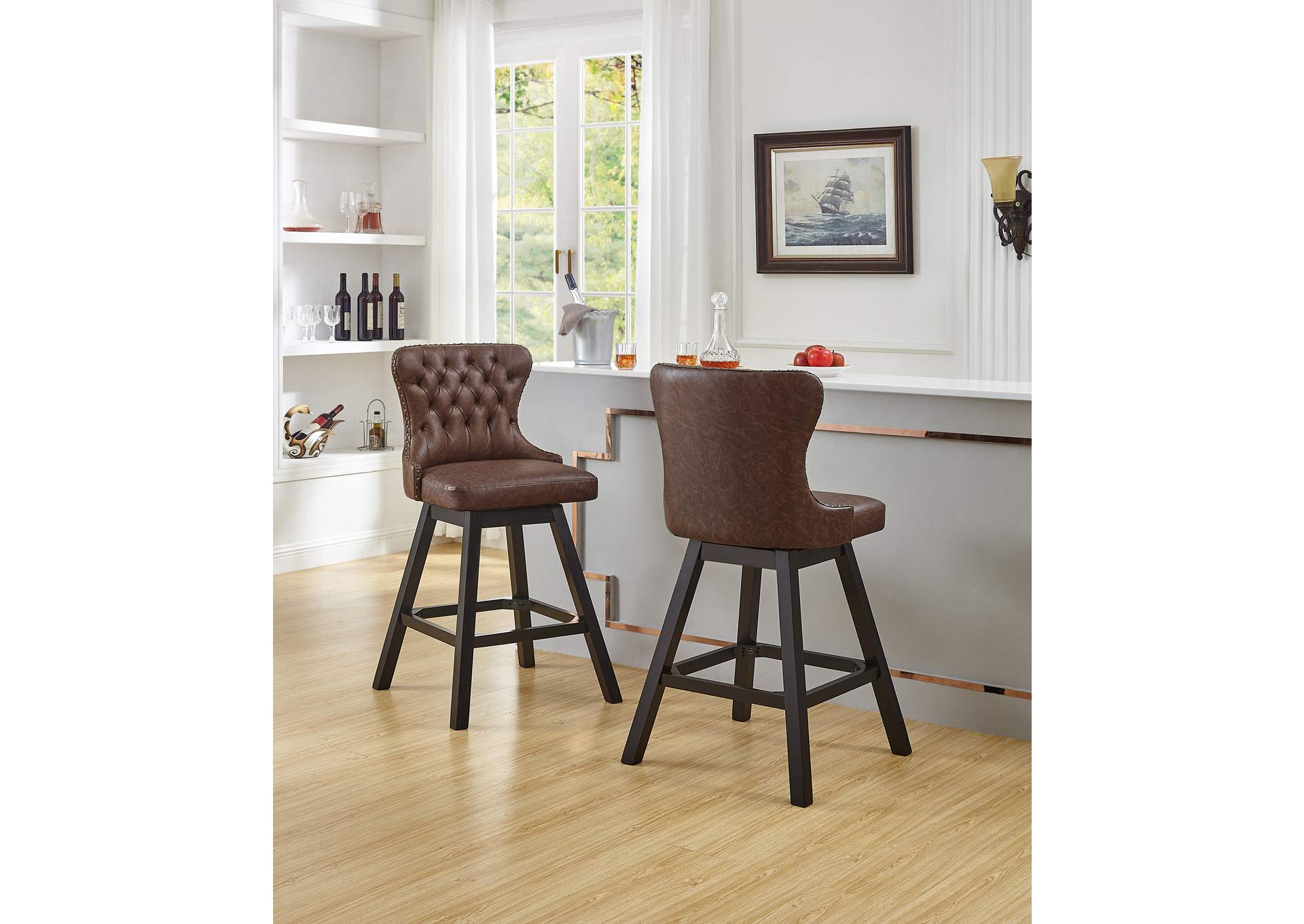 Ebs001Br Dark Brown Bar Chair,Global Trading