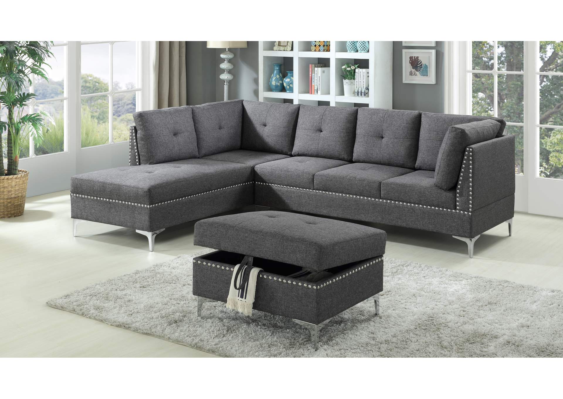 U5034 Grey Sectional Chaise,Global Trading