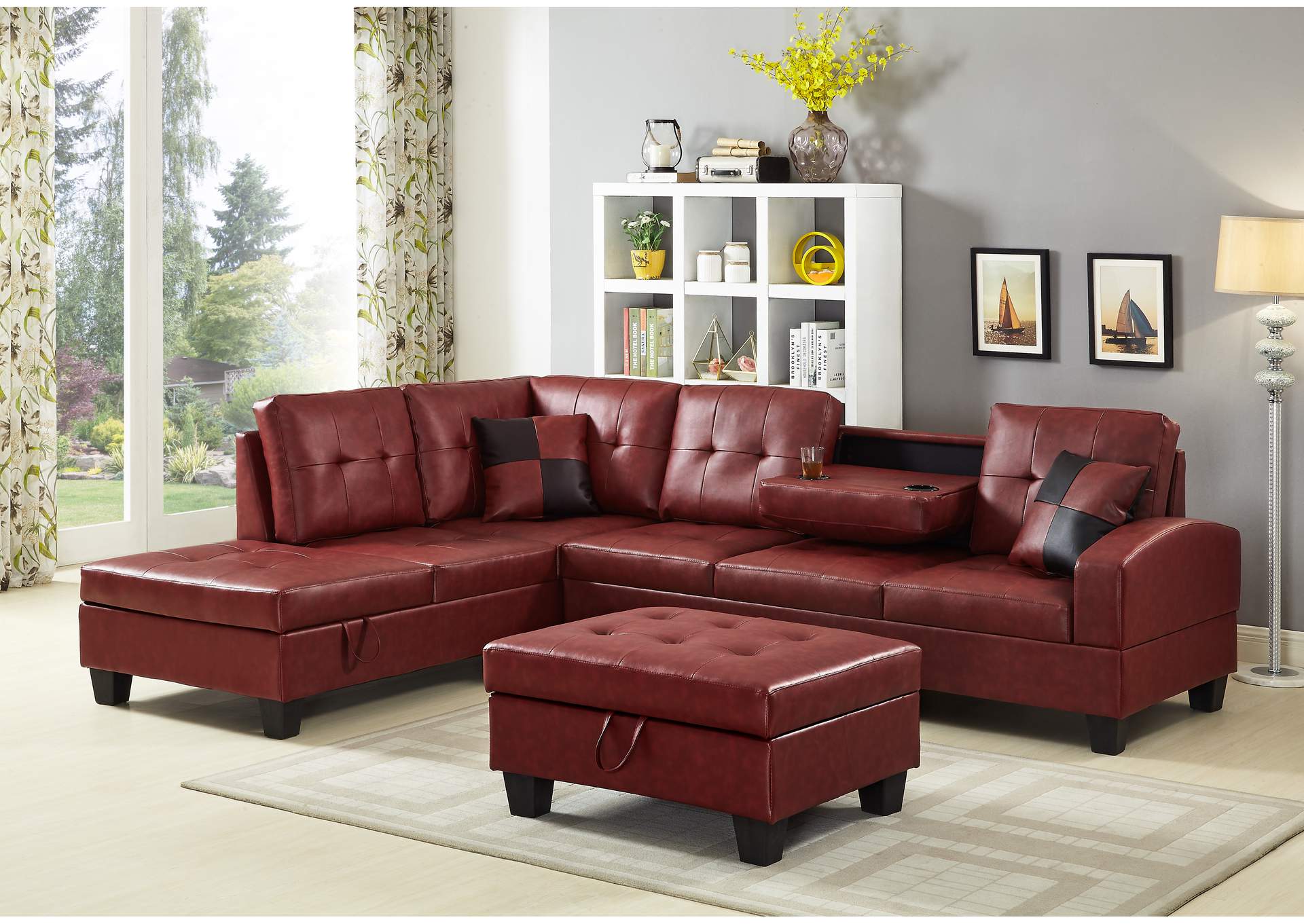 U5700 Red Sectional Sofa,Global Trading