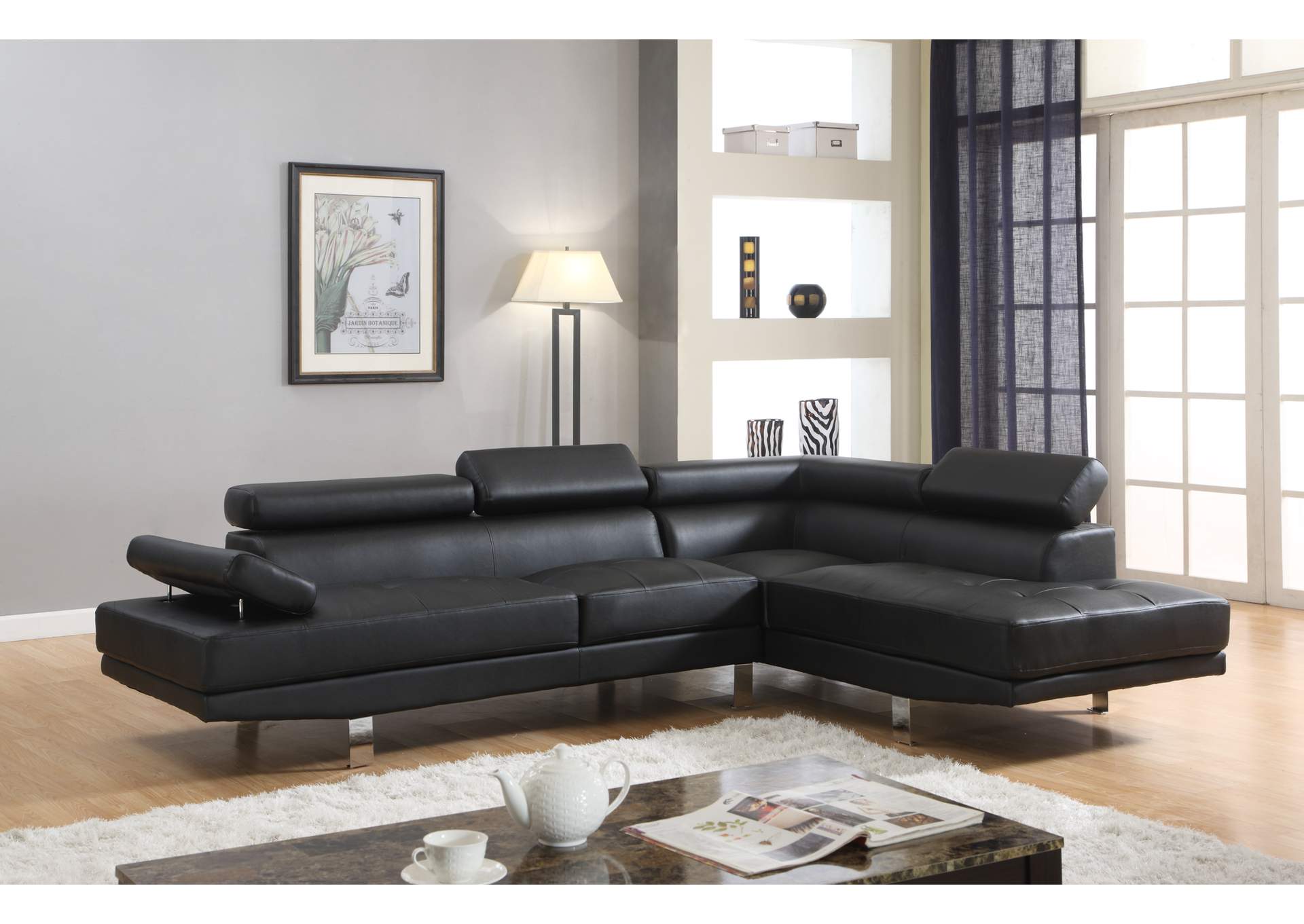 Black Sectional Sofa Set,Global Trading