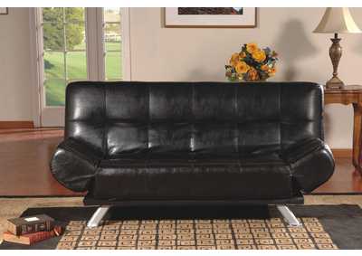 Image for 4416K Black Pvc Click - Clack Futon Sofa With Adjustable Arms