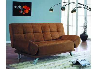 Image for 4416D Dark Brown Click - Clack Futon Sofa With Adjustable Arms