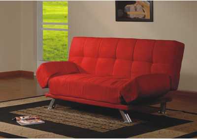 Image for 4416R Red Click - Clack Futon Sofa With Adjustable Arms