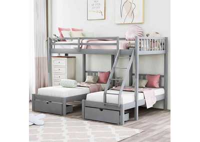 Image for 4475G Grey Triple Bunk Bed With Drawer