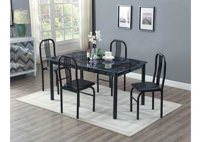 Black Marble Top Dinette W/ 4 Chairs