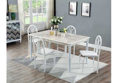 White Marble Top Dinette W/ 4 Chairs