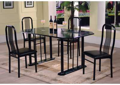 Black Marble Top Dinette W/ 4 Chairs
