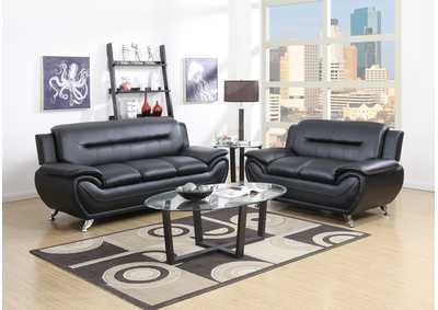 Image for U2701 Black Faux Leather Loveseat