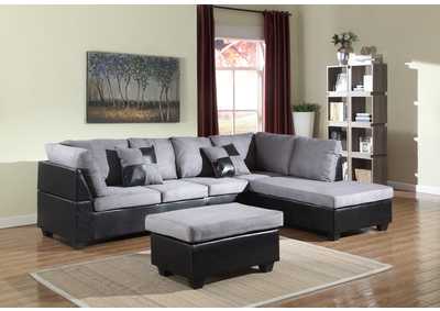 U5014 Grey - Black Sectional Chaise