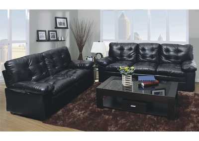 Black Pu Leather Sofa & Loveseat