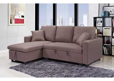 Image for Taupe Linen Corner Reversible Sofa Set W/ Tho Pillows