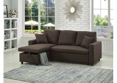 Image for Brown Linen Convertible Sofa