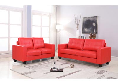 Red Leather Sofa & Loveseat