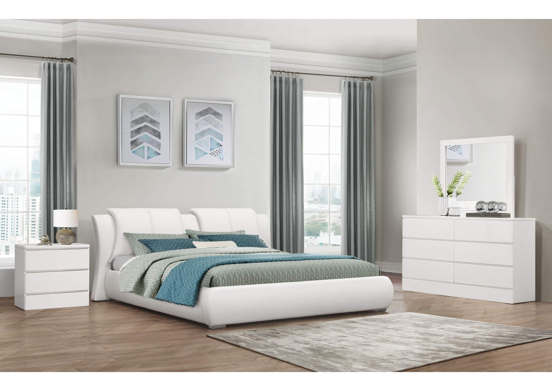 White Queen Bed,Global Furniture USA