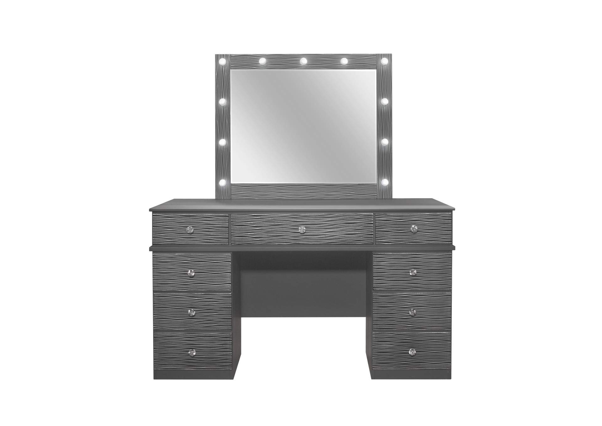Addison Grey Vanity Set with Stool and Mirror,Global Furniture USA