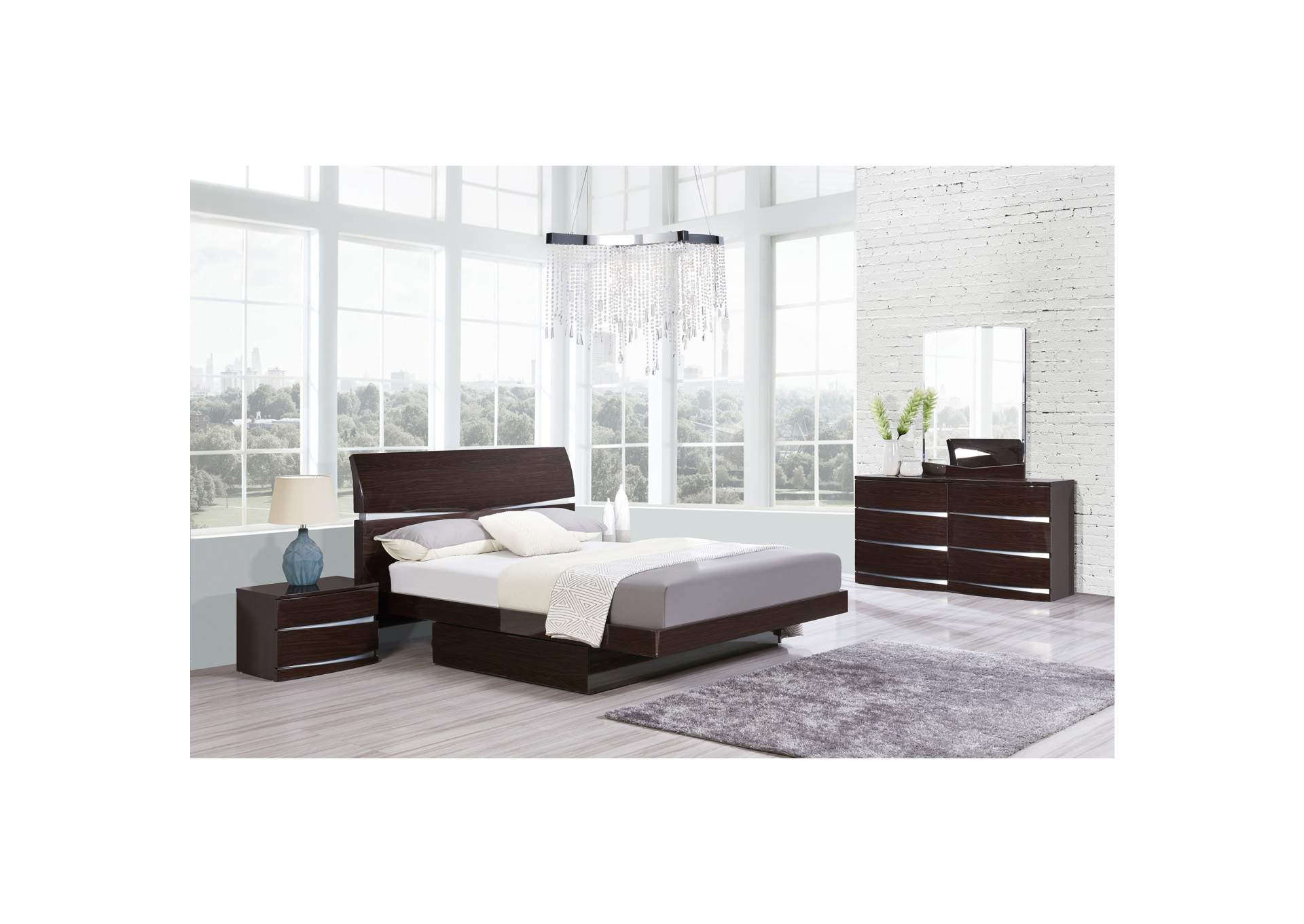 Wenge Aurora Wenge Queen Bed,Global Furniture USA