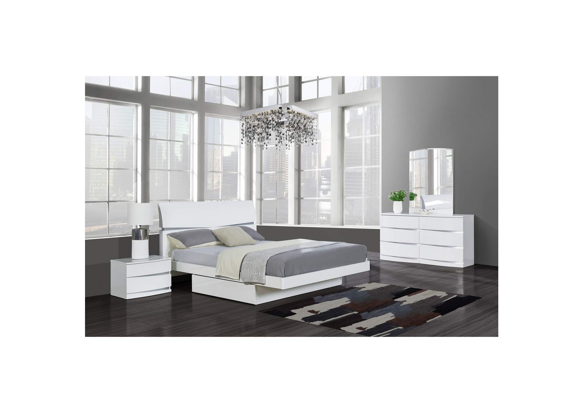 White Aurora Full Bed,Global Furniture USA