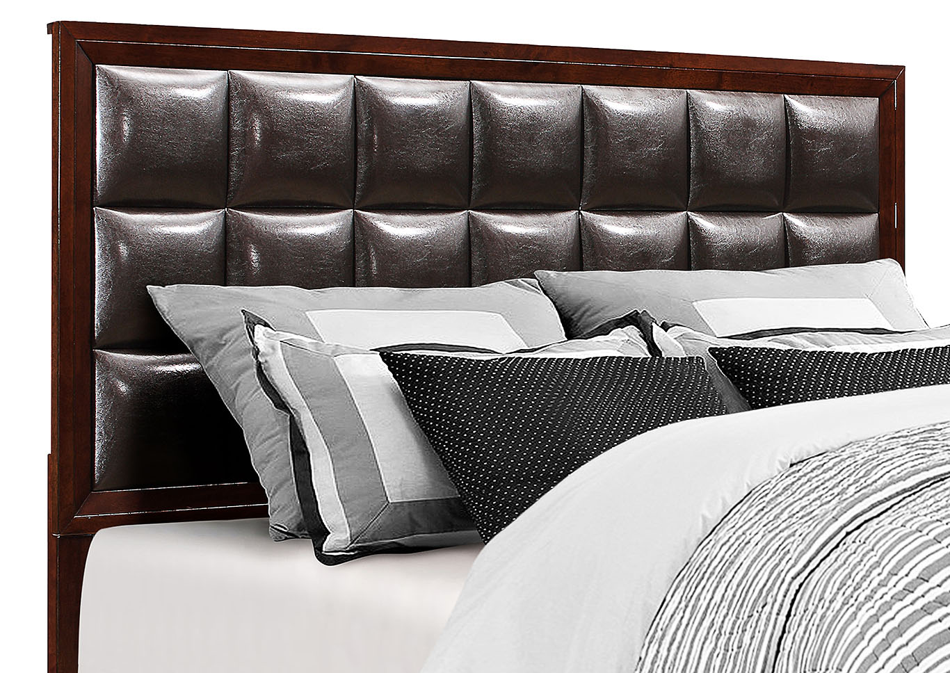 Carolina Cherry/Brown Upholstered Platform King Bed,Global Furniture USA