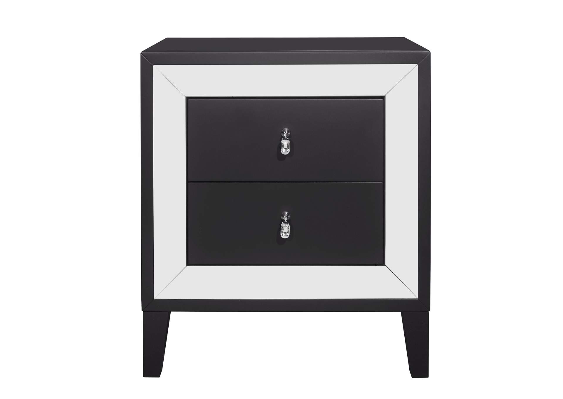 Catania Matte Black W Mirror Accents Nightstand H A Furniture