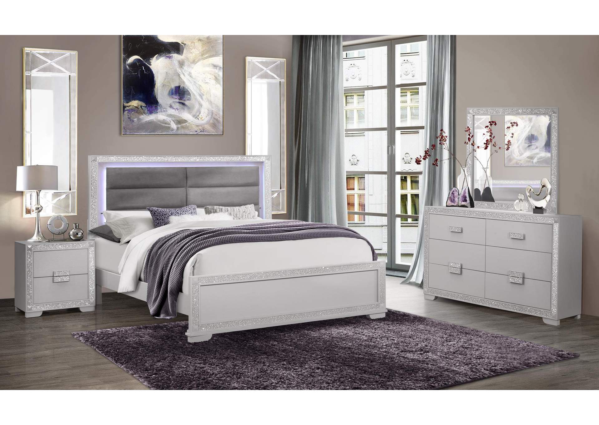Silver Chalice Queen Bed,Global Furniture USA