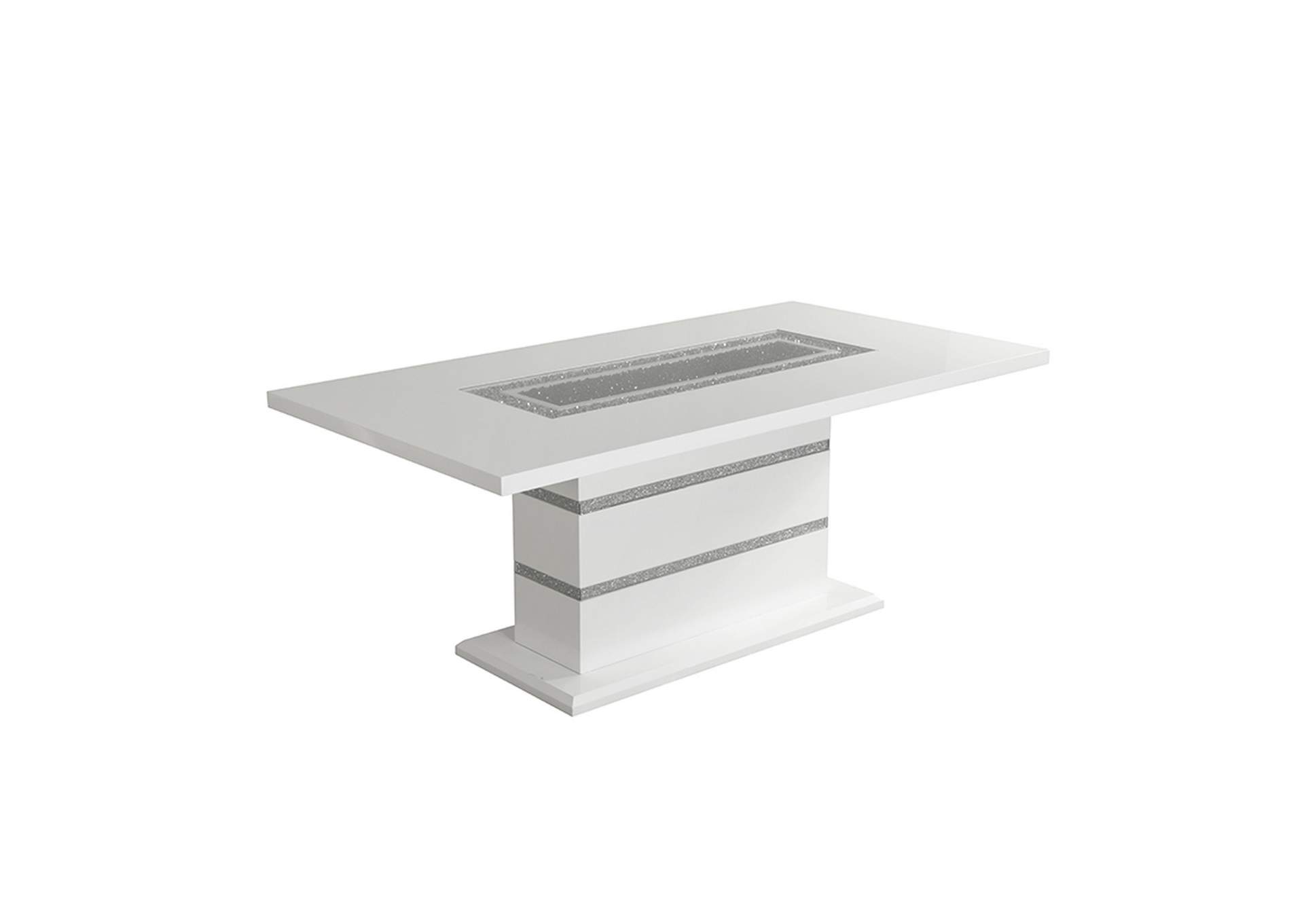 Silver High Gloss Dining Table,Global Furniture USA