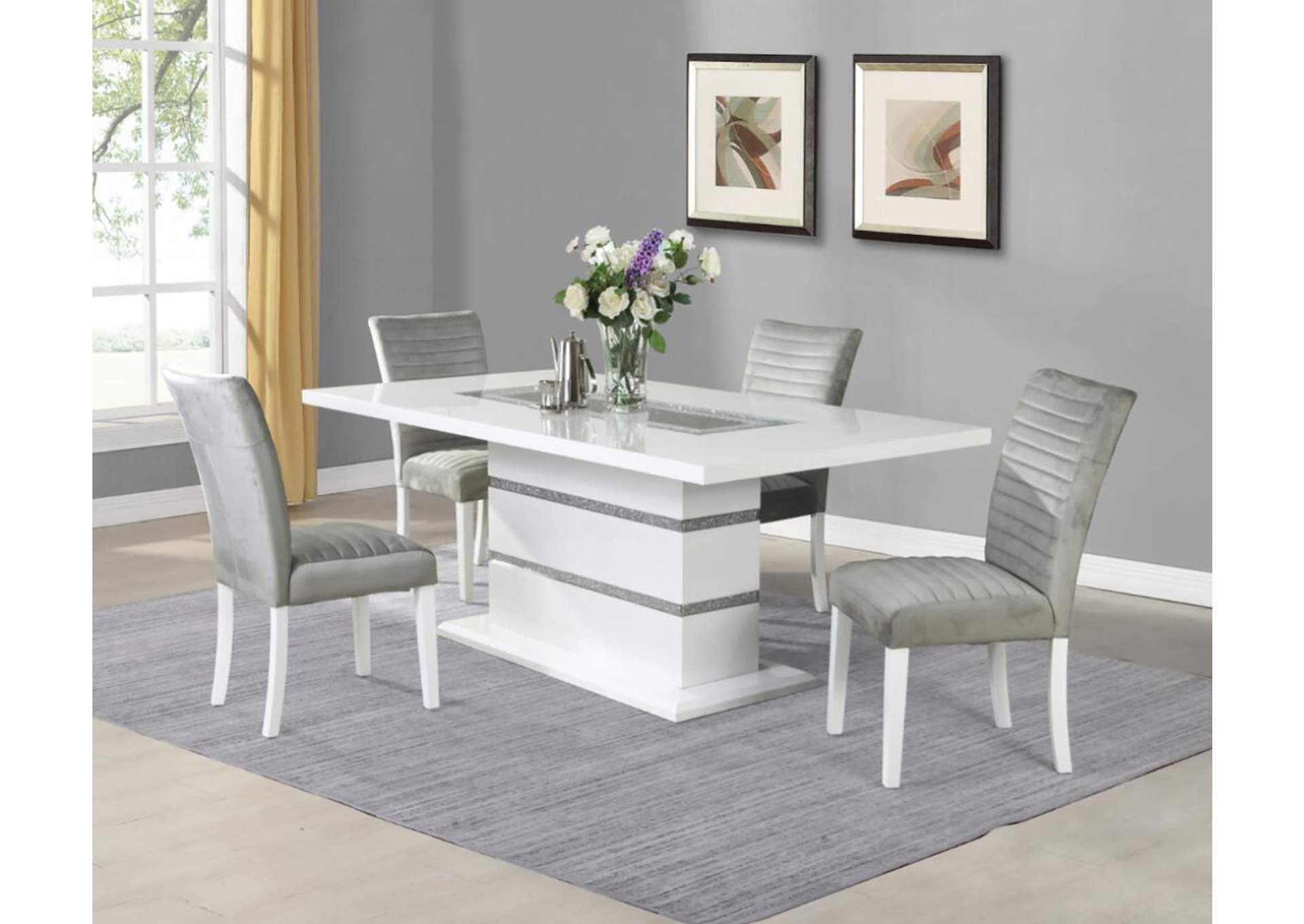 Silver High Gloss Dining Table,Global Furniture USA