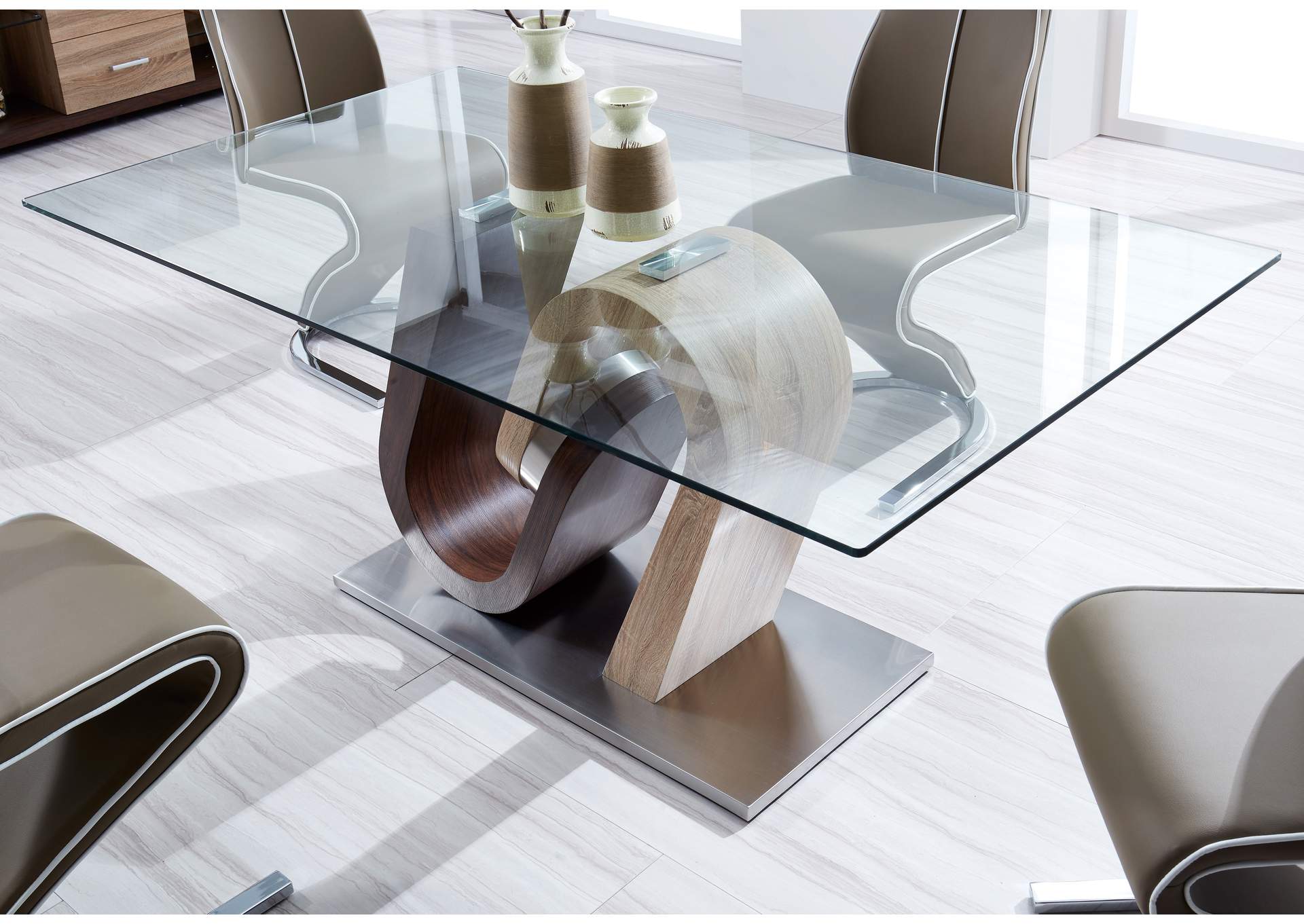 Oak/Walnut Dining Table,Global Furniture USA