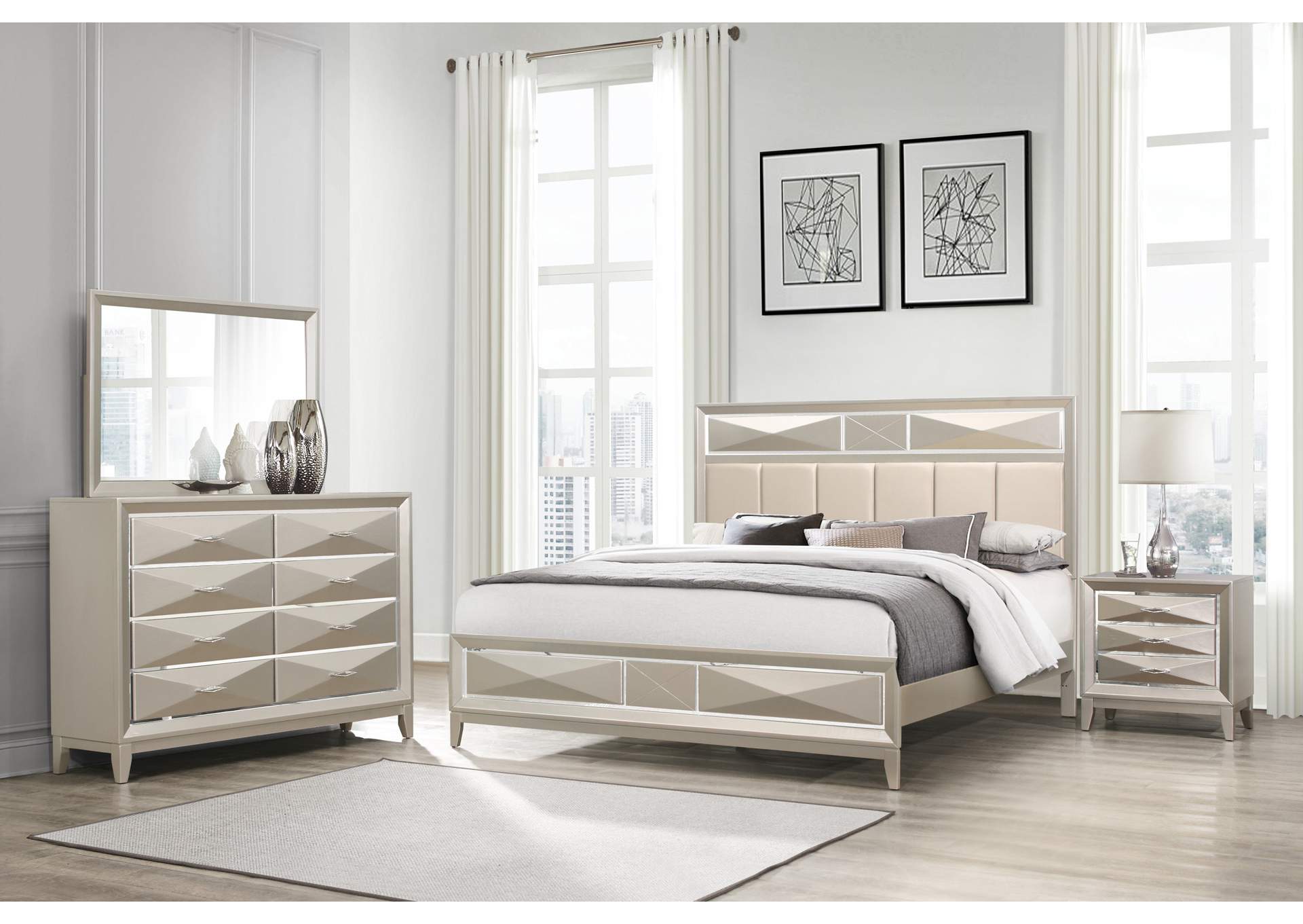 Champagne Jade King Bed,Global Furniture USA
