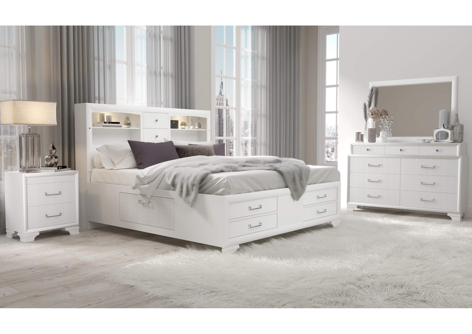White Jordyn King Bed,Global Furniture USA