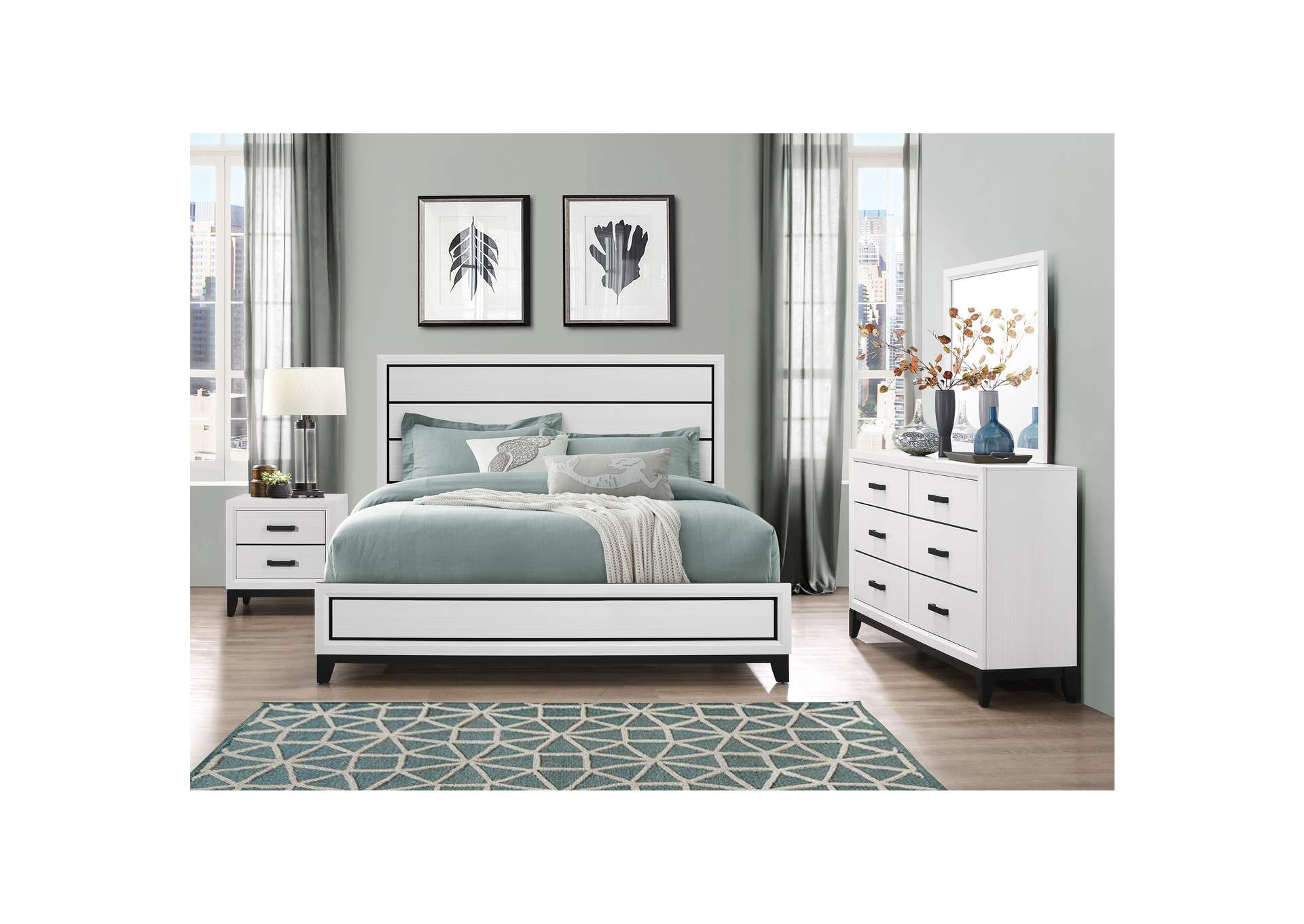 White Kate Queen Bed,Global Furniture USA